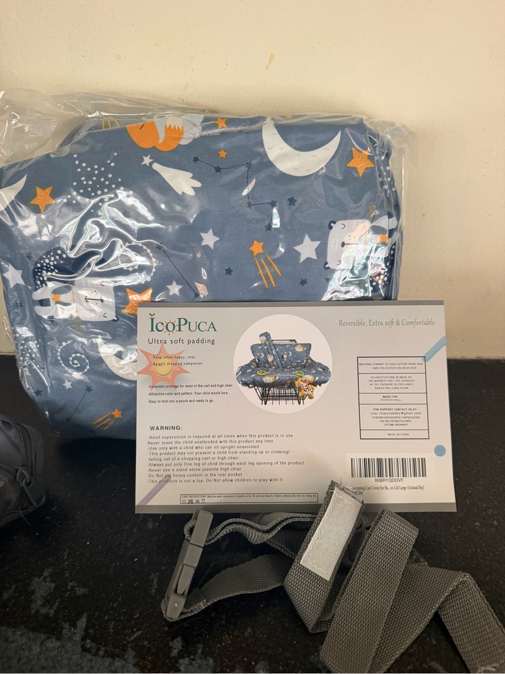 Padded Shopping Cart Cover for Babies, Reversible High Chair Cushion NEW